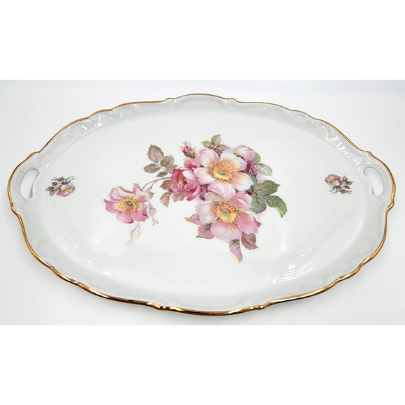 Schumann Arzberg Briar Rose 16" Oval Platter w/ Handles Bavaria Germany 1950s - Picture 6 of 10